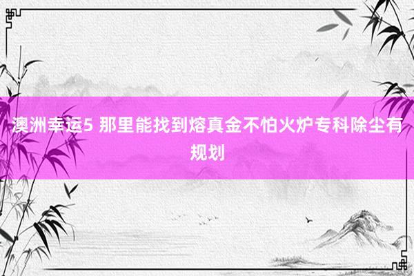 澳洲幸运5 那里能找到熔真金不怕火炉专科除尘有规划