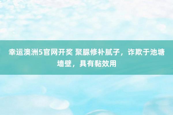 幸运澳洲5官网开奖 聚脲修补腻子，诈欺于池塘墙壁，具有黏效用
