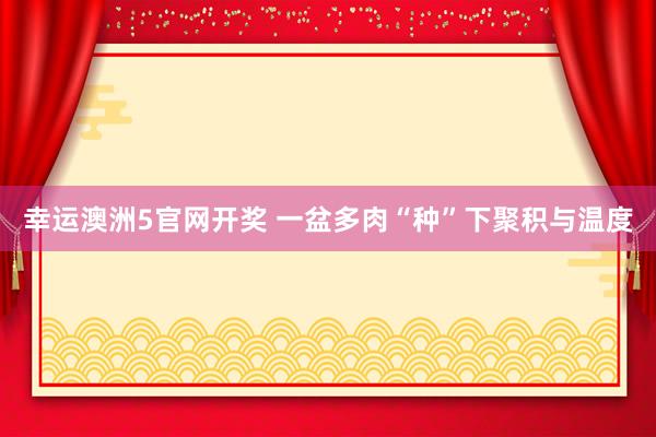 幸运澳洲5官网开奖 一盆多肉“种”下聚积与温度