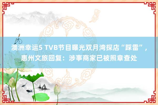 澳洲幸运5 TVB节目曝光双月湾探店“踩雷”，惠州文旅回复：涉事商家已被照章查处
