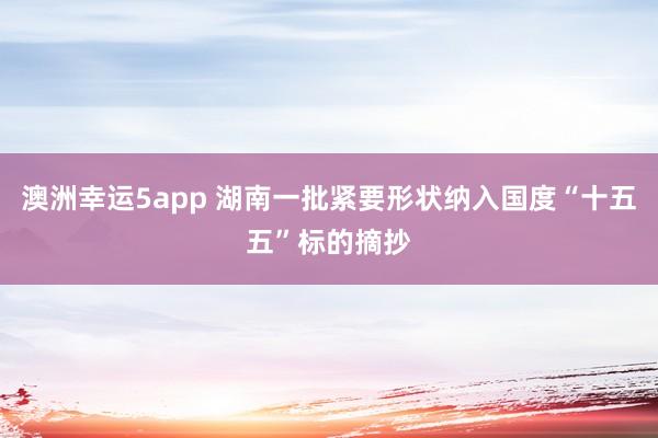 澳洲幸运5app 湖南一批紧要形状纳入国度“十五五”标的摘抄