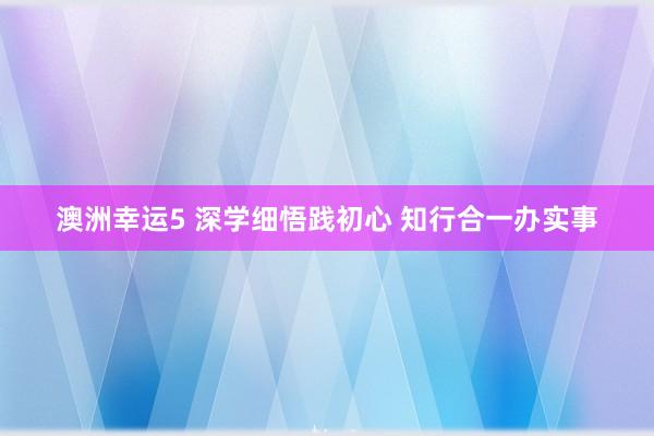 澳洲幸运5 深学细悟践初心 知行合一办实事