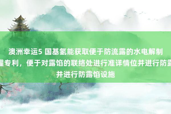 澳洲幸运5 国基氢能获取便于防流露的水电解制氢收罗罐专利，便于对露馅的联络处进行准详情位并进行防露馅设施