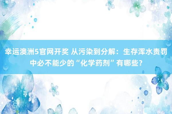 幸运澳洲5官网开奖 从污染到分解：生存浑水责罚中必不能少的“化学药剂”有哪些？