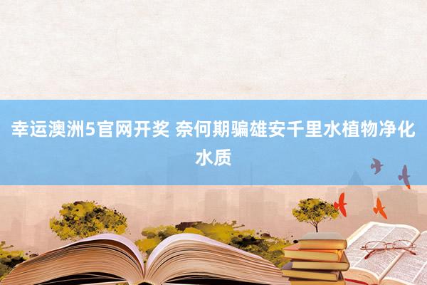 幸运澳洲5官网开奖 奈何期骗雄安千里水植物净化水质