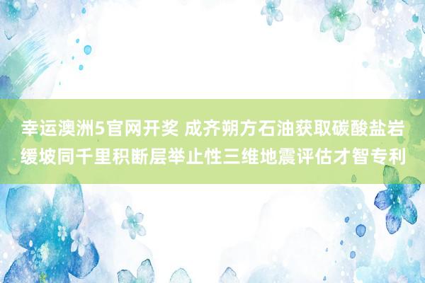 幸运澳洲5官网开奖 成齐朔方石油获取碳酸盐岩缓坡同千里积断层举止性三维地震评估才智专利