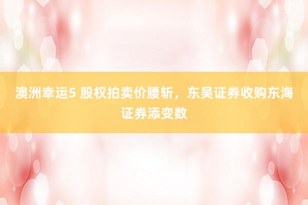 澳洲幸运5 股权拍卖价腰斩，东吴证券收购东海证券添变数