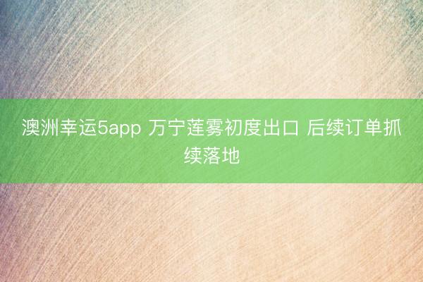 澳洲幸运5app 万宁莲雾初度出口 后续订单抓续落地